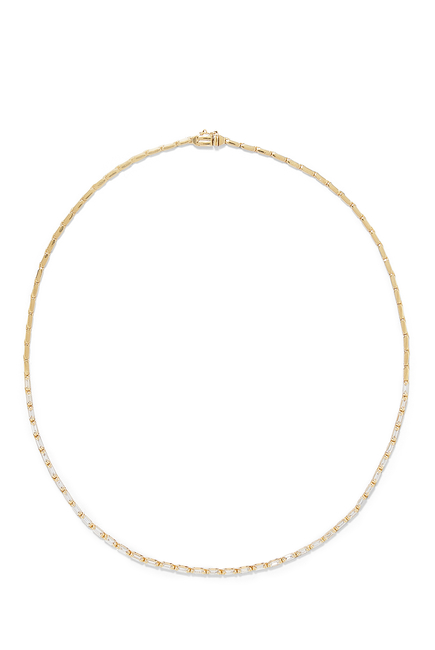 Tennis Necklace, 18K Yellow Gold & Diamond